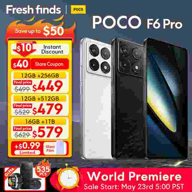 POCO F6 Pro 5G Global Version Smartphone Snapdragon® 8 Gen 2 120W HyperCharge WQHD+120Hz Flow AMOLED Display NFC