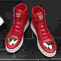 Red Snakeskin High Top Sneakers Men Flat Casual Sneakers Zipper Fashion Luxury Club Hip Hop Streetwear Shoes Men Designer Shoes