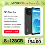 UMIDIGI G5 Mecha Android 13 Smartphone 8GB 128GB 6.6″ HD+Screen 50MP Camera 6000mAh 90Hz Rugged Mobile phone