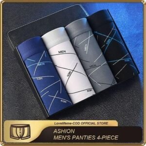 Men's Boxer Briefs 4-Pack Front View Small Medium Waist