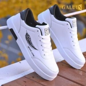 GALUIN Men's Casual Sneakers (White) | Trendy Low-Top Design | Lightweight & Breathable