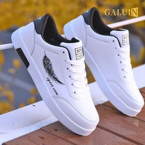 GALUIN Men's Casual Sneakers (White) | Trendy Low-Top Design | Lightweight & Breathable
