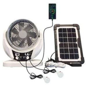4-in-1 Electric Rechargeable Solar Fan + 2Bulbs For Home & Office
