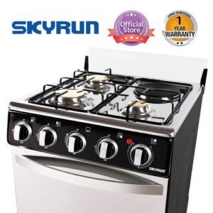 Skyrun Gas Cooker 50x50 (Black) | 3 Gas Burners + 1 Electric Hotplate | GCS-3G1E/X