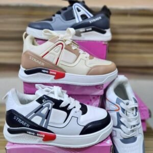 STRAER HENG BANG Casual Sneakers in white/black, beige/tan, and black/grey colors.