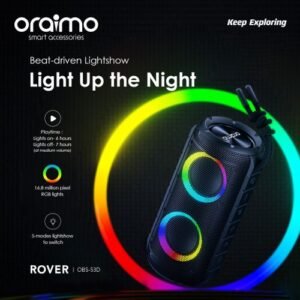 Powerful Oraimo Rover 12W Wireless Speaker | Portable FM Radio & Deep Bass | Bluetooth