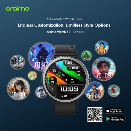 Brilliant Oraimo Watch 5R Amoled Smartwatch | 1.43'' Display, IP68 Waterproof | Black - Image 8